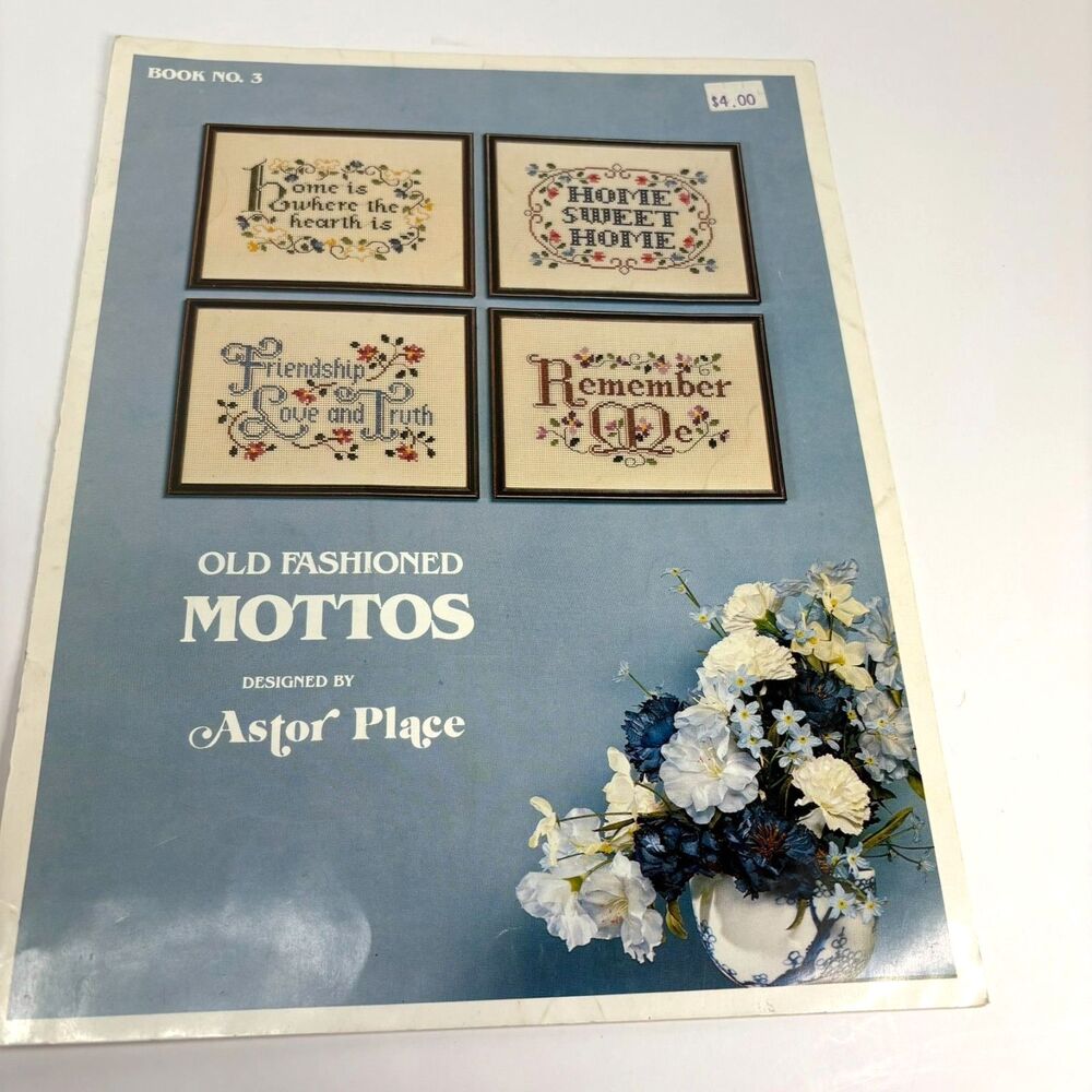 Vintage Astor Place Old Fashioned Mottos Book No. 3 Cross Stitch Pattern Booklet